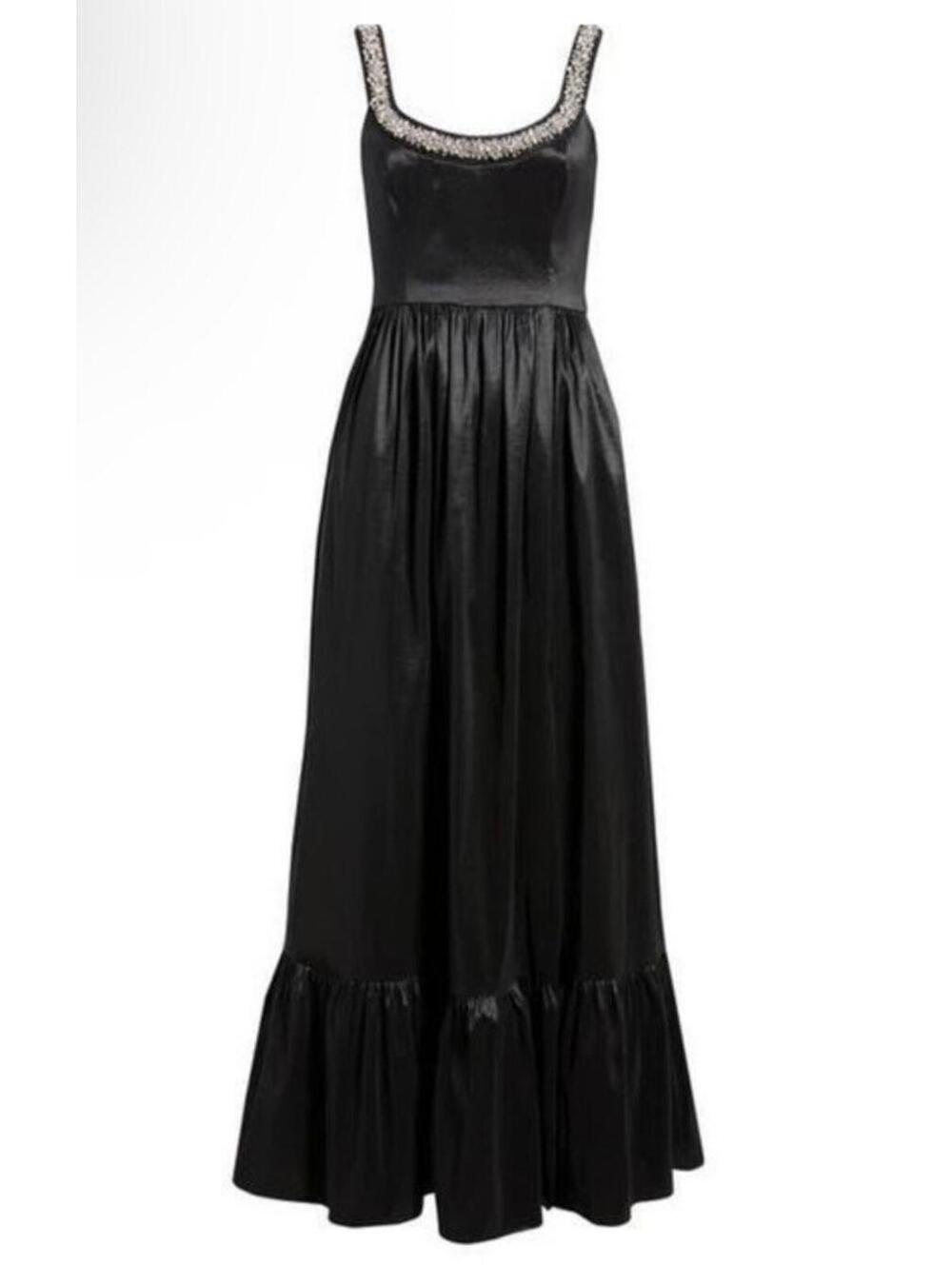 New Hutch Ericha Crystal Embellished Satin Gown In Black Sz 14 $350 - Picture 6 of 16